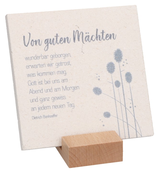 Natursteinrelief: "Von guten Mächten..."